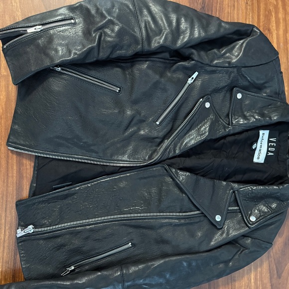 Reformation Black Leather Jacket - Picture 3 of 10